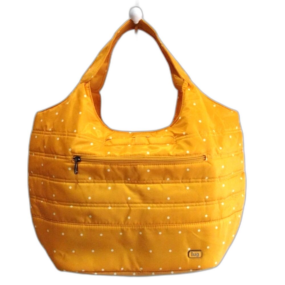 Lug Gondola Tote Bag Amber Yellow Polka Dot Top handle Purse Travel Overnight
